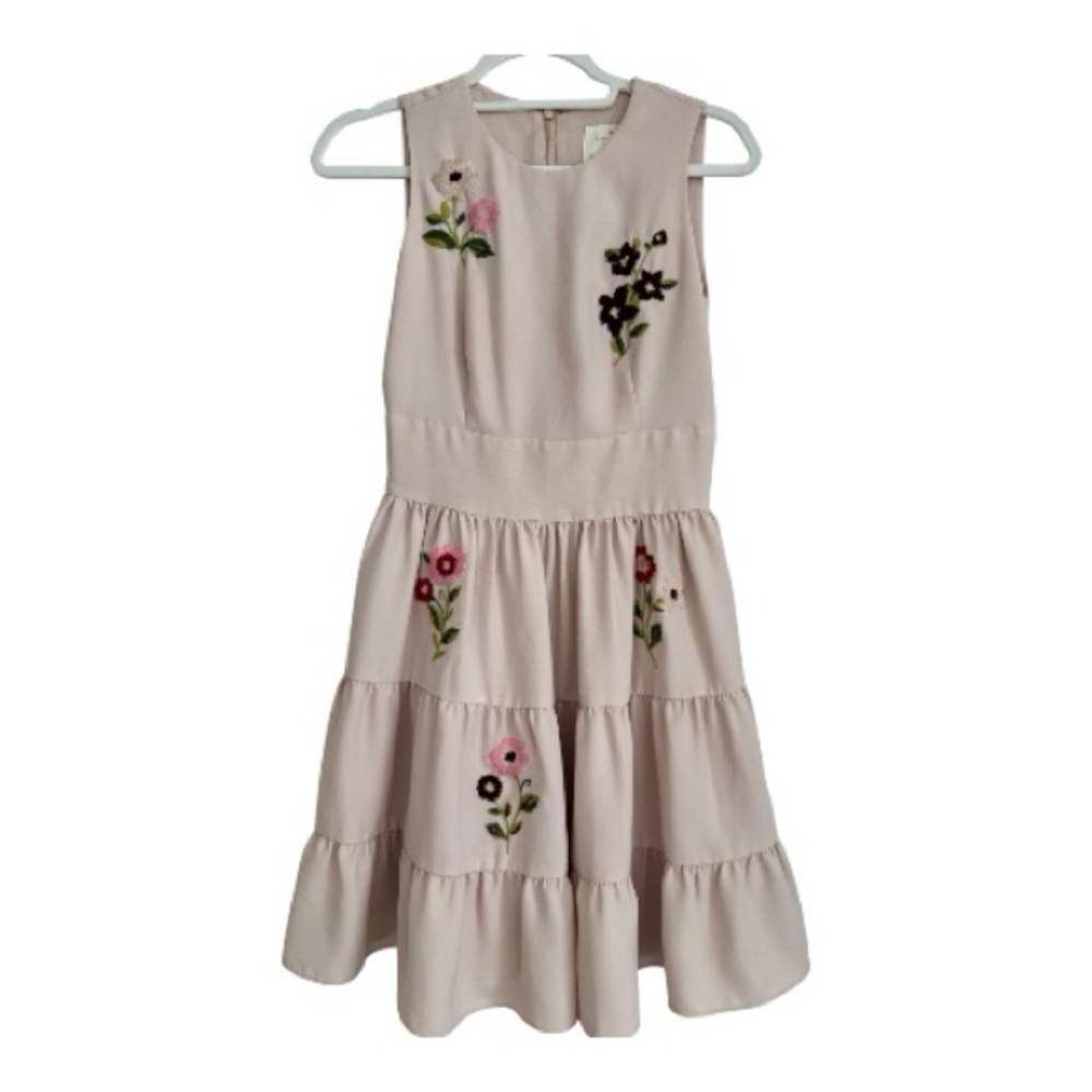 Kate Spade Light Pink Mini Dress with Floral Embroidery